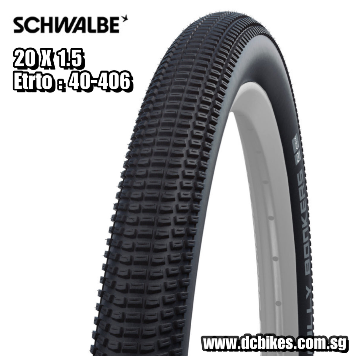 Schwalbe 20 X 1.5 Billy Bonkers Black Reflex Addix Folding Tyres