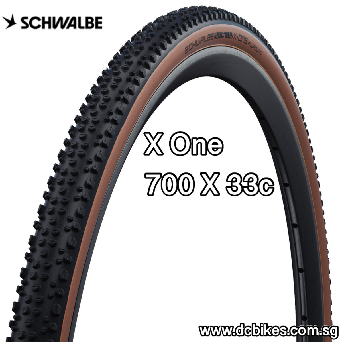 Schwalbe 700c X 33c X One Speed 29 X Folding Skinwall Brown Cyclocross Gravel Tyres Etrto:33-622 (1 Tire)
