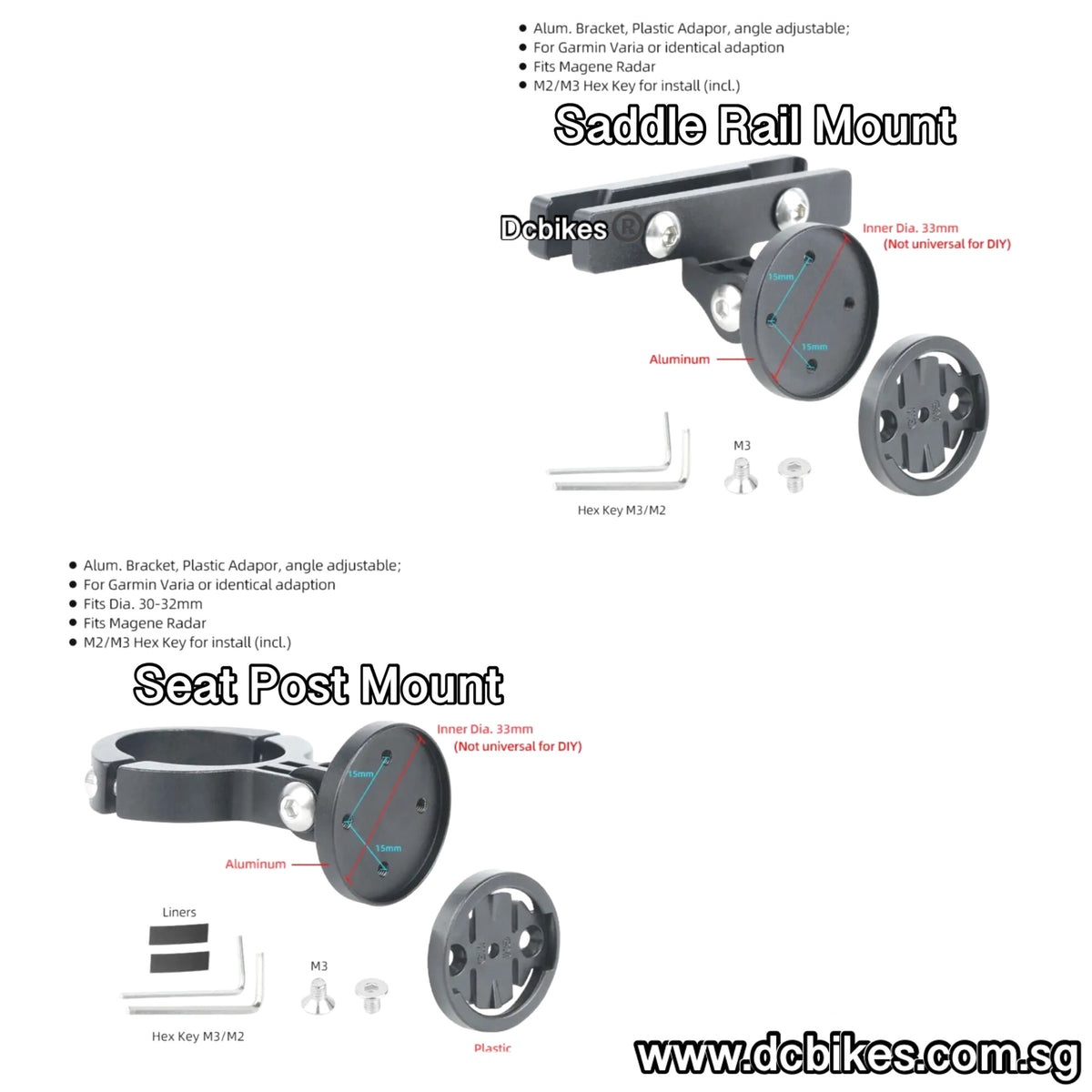 CYCLAMI Bike Tail Light Bracket Holder Bicycle Light Mount for Garmin Varia Radar RVR315 RTL510 515 SR30 Magene L508