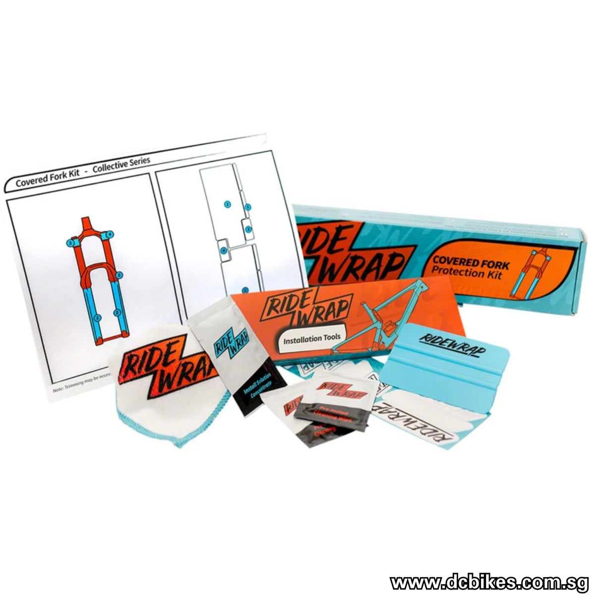 RideWrap 80% Covered Gloss Matt MTB Road Gravel Fork Protection Decal Kit