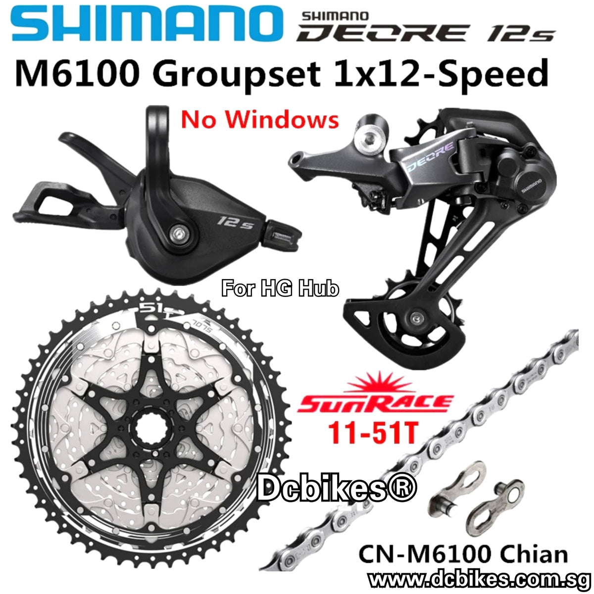 Shimano 12 Speed Deore M6100 SLX M7100 XT M8100 HG 12 Speed