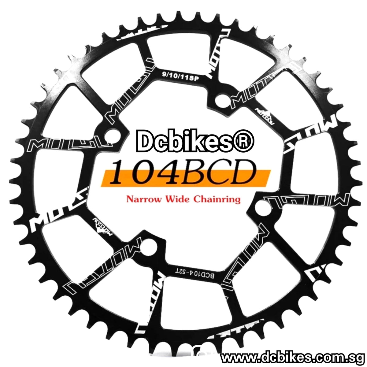104Bcd 40T | 42T | 44T | 46T | 48T | 50T | 52T Round Single Speed