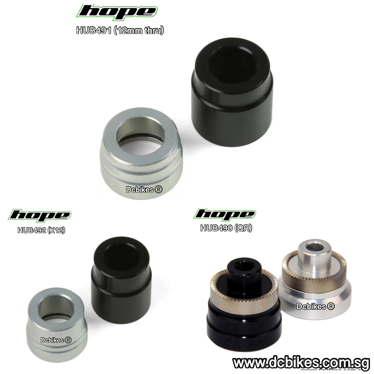 Hope RS4 9mm Quick Release/Thru Axle 12mm Rear Hub Conversion Adapters