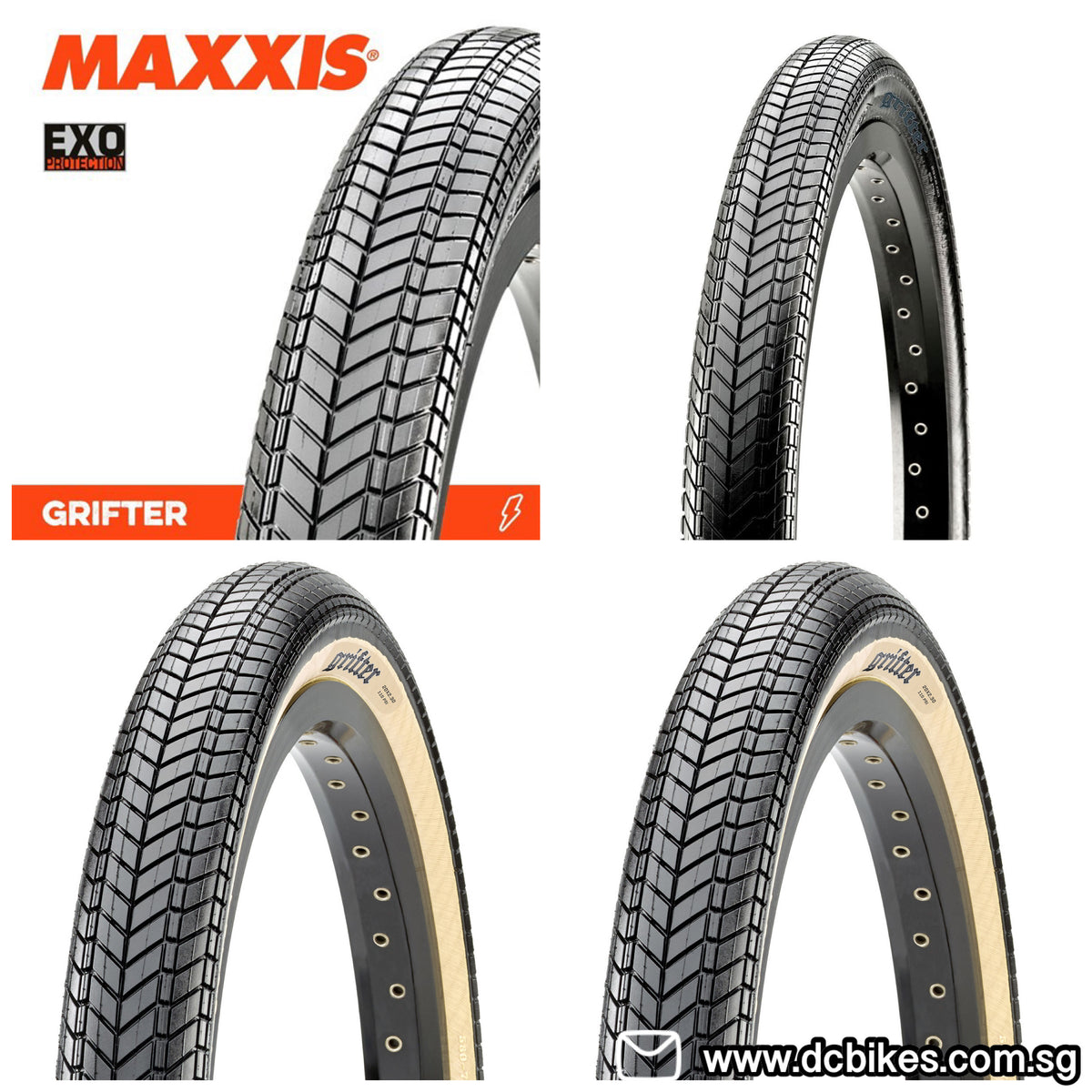 Maxxis Black 20 X Skinwall 20 X Grifter Black Tyres Etrto: 53-406 (1 Tire)