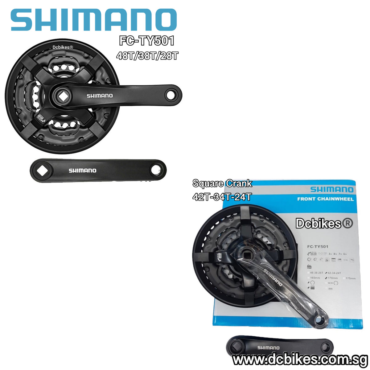 Shimano Tourney 48T 38T 28T TY501 3 Triple Square Tapered Crank Dcbikes