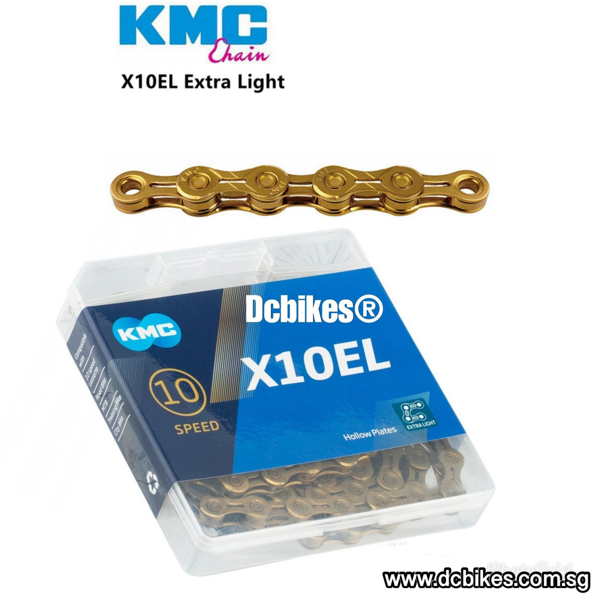 KMC 10 Speed X10 El Extra Light Gold/Silver Chain 114 Missing