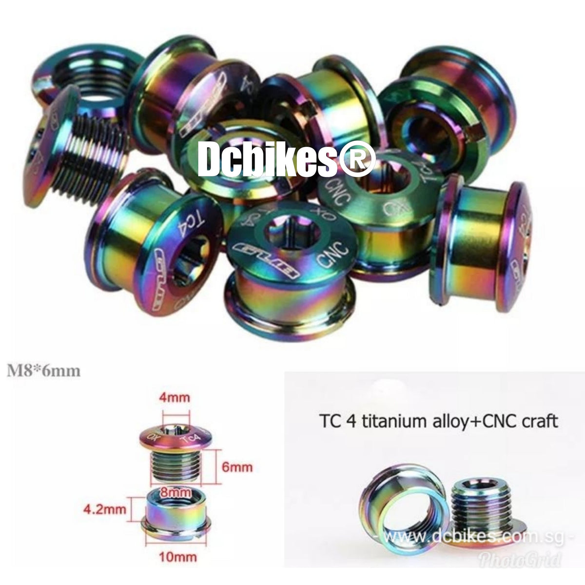 M8 X 6mm Oil Slick Single Speed MTB Titanium Chain Ring Bolts – Dcbikes
