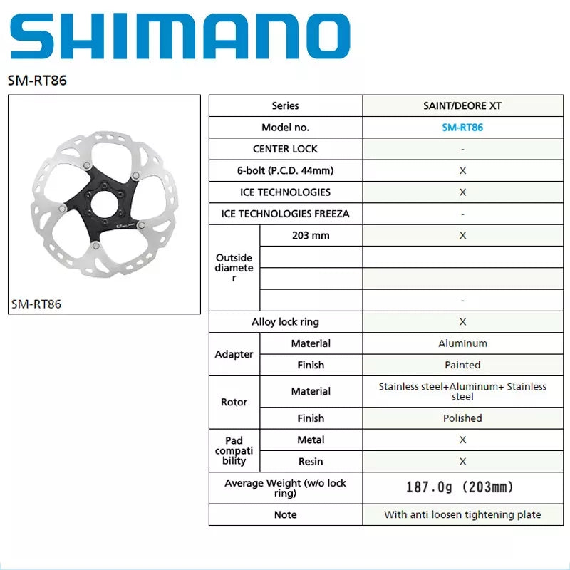 Shimano XT-Saint RT86 Ice Tech 6 Bolts MTB Disc Brake Rotors – Dcbikes