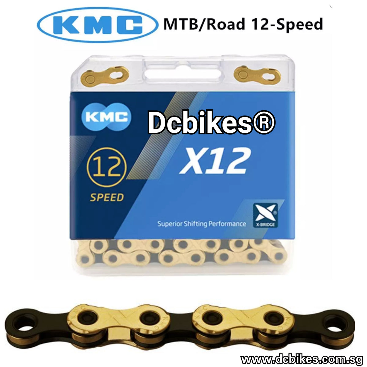 KMC 12 Speed X12 X-Bridge MTB Black Gold Chain + 126 Links – Dcbikes