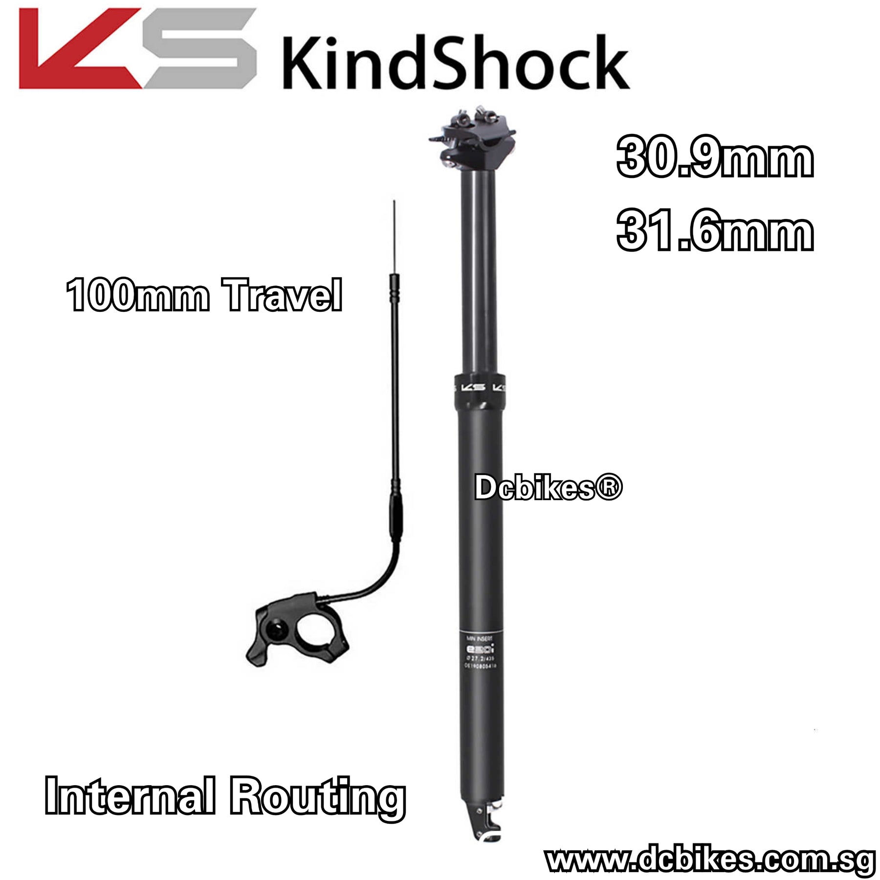 KS | Kind Shock 30.9mm/31.6mm Internal Routing 100mm Dropper Seat