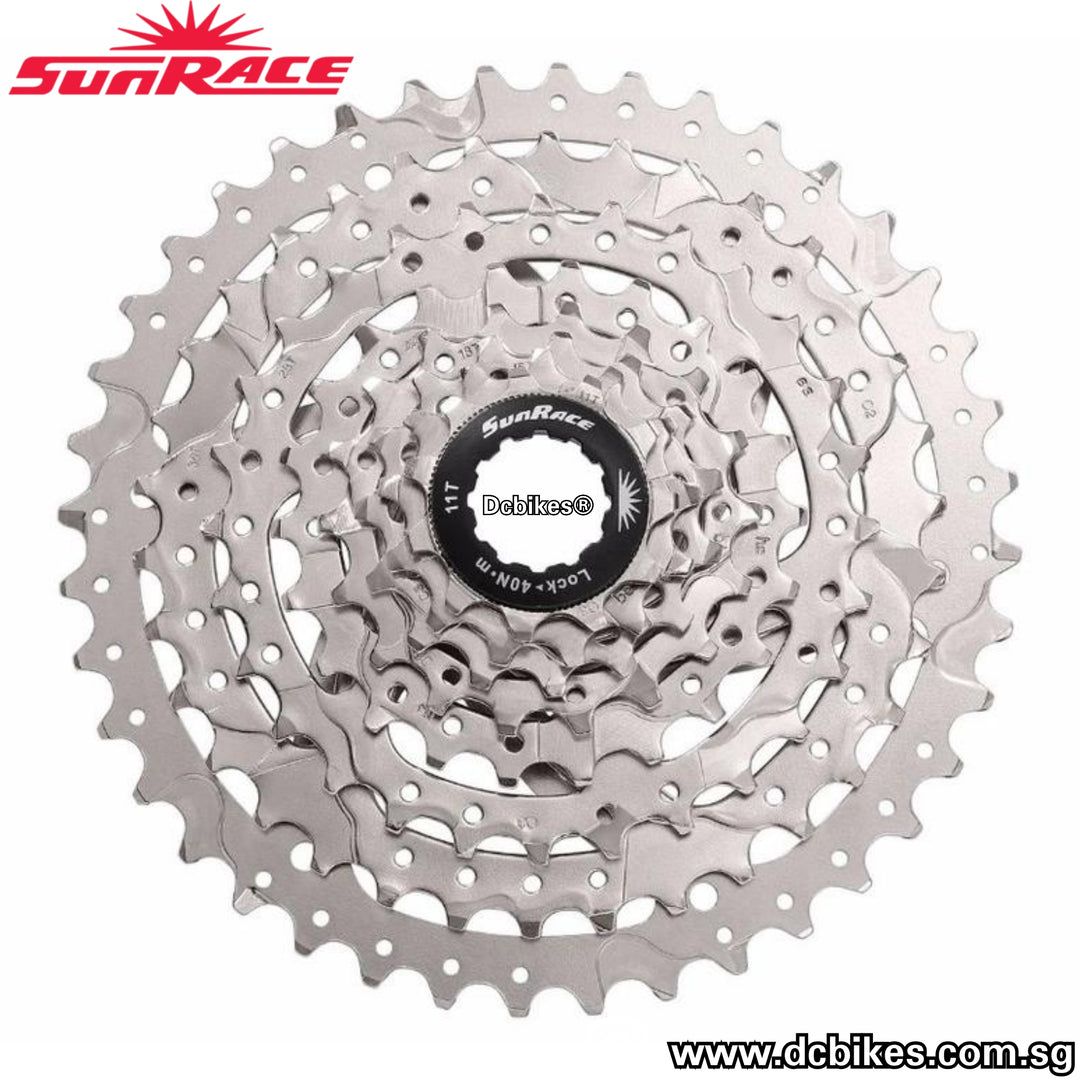 Sunrace 8 Speed 11T - 40T Wide Ratio Black | Silver HG Cassette
