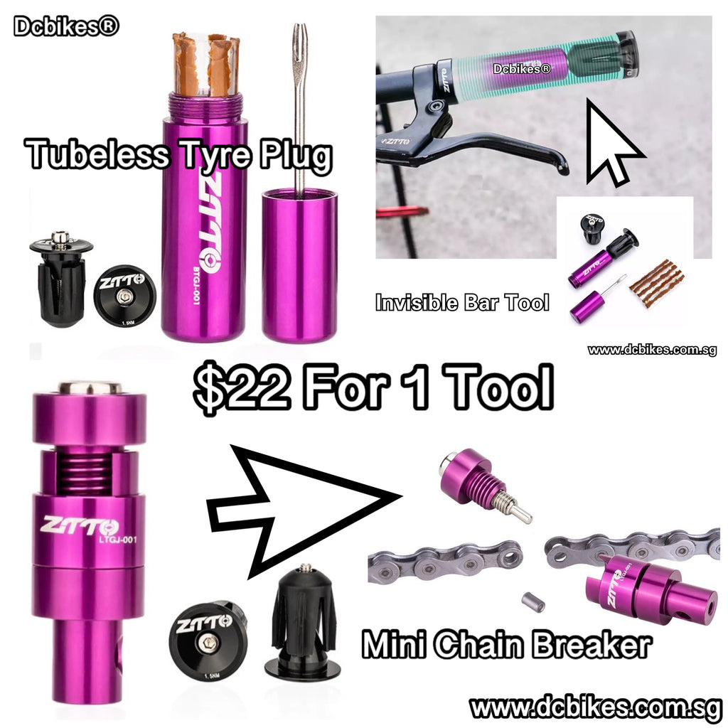 Invisible Purple Stealth Handlebar Emergency Tubeless Tyre Puncture Plug  Chain Breaker Repair Kit