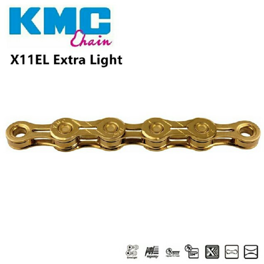 KMC X11 EL Silver Gold Black 11 Speed Chain 118 Link Master Link Dcbikes